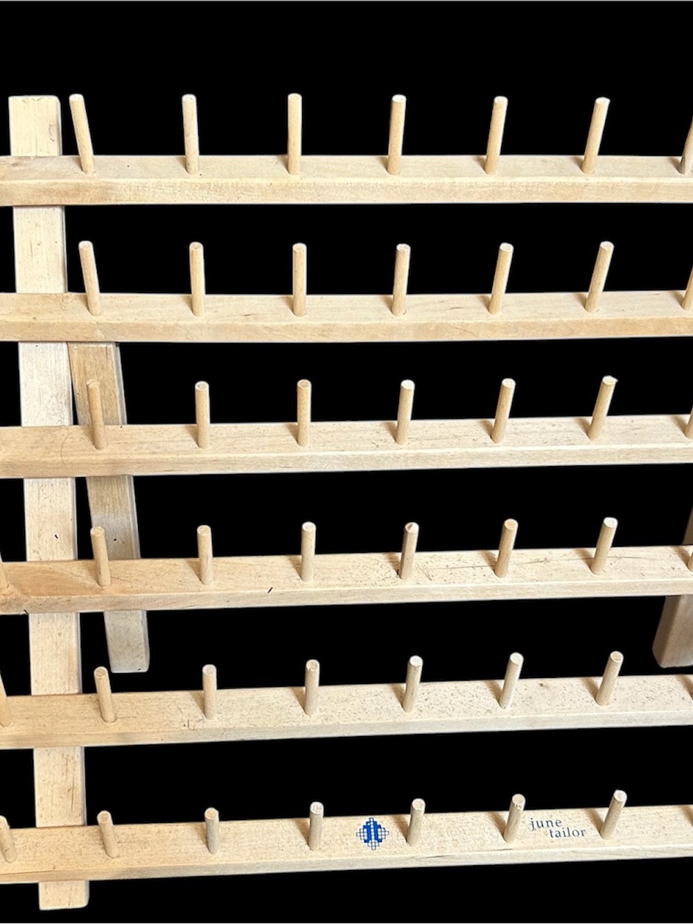 Natural Wood Spool Rack - 7-Row Thread Organizer